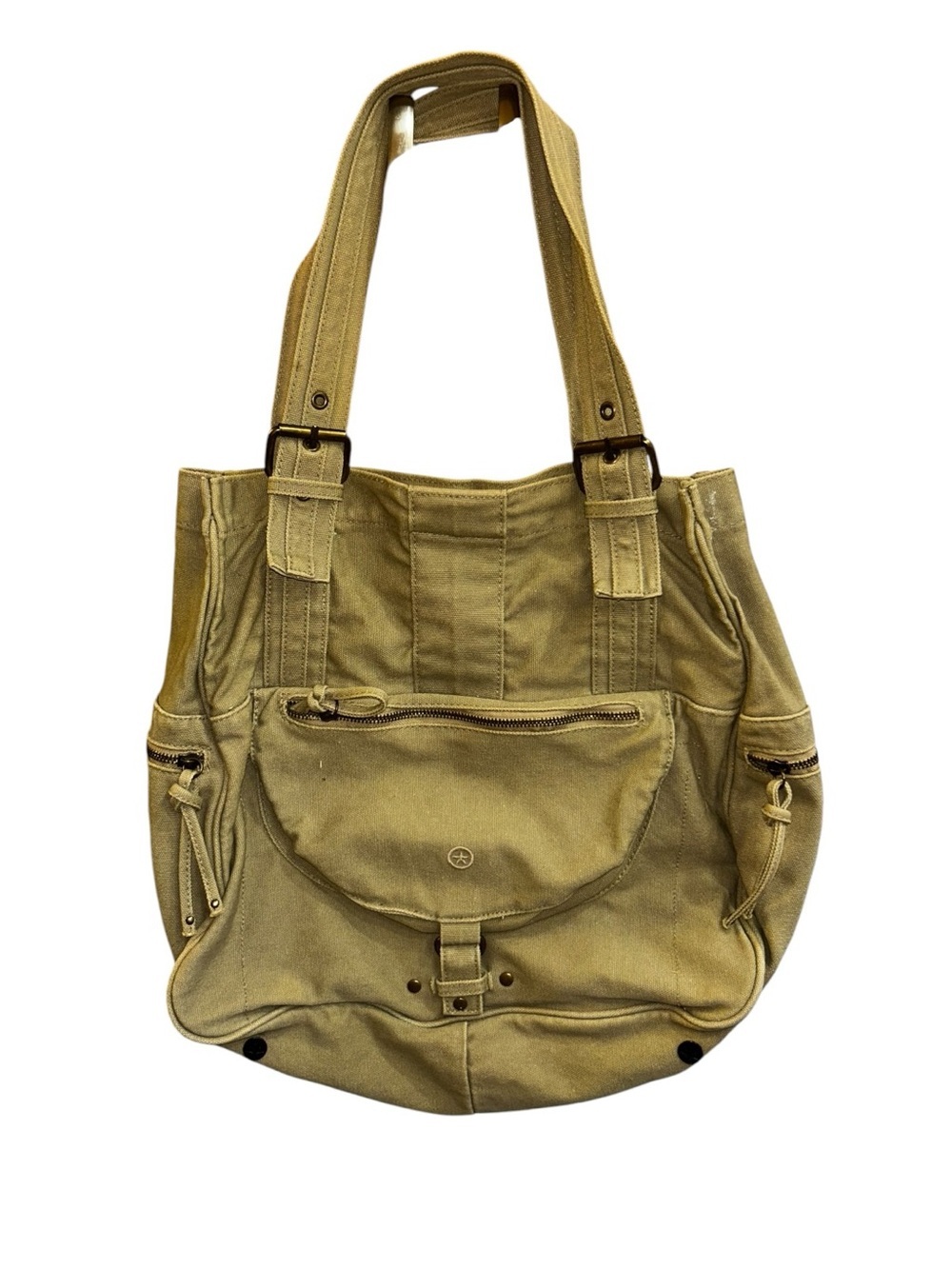 Converse One Star Canvas Utility Tote Shoulder Bag Beige Multi Pocket Large - Picture 10 of 10